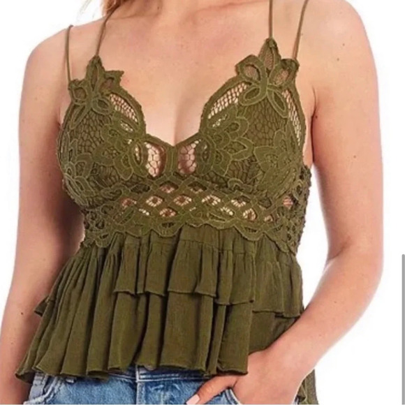 Free People Adella Cami Size XSMALL in Olive - Picture 5 of 9